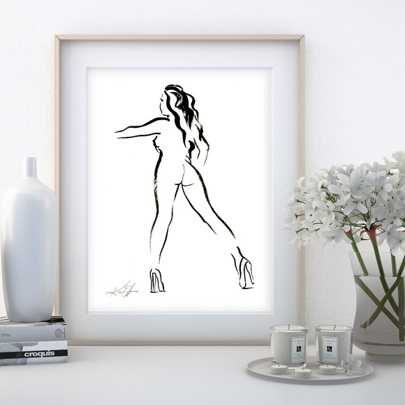 Original Ink Painting - Brushstroke Nude Goddess 18